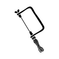 jeweler adjustable saw black hand drawn icon in halftone texture in use vector
