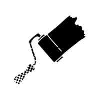 paint roller with trail black hand drawn icon in halftone texture vector