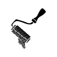paint roller with trail black hand drawn icon in halftone texture dripping vector