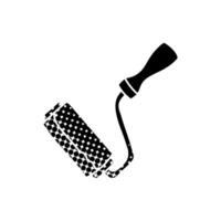 Paint roller black hand drawn icon in halftone texture style vector