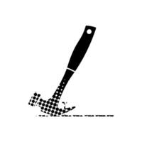 Hammer pulling nail black hand drawn icon in halftone texture style vector
