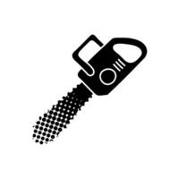 Chain saw black hand drawn icon in halftone texture style vector