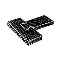Wood joint black hand drawn icon in halftone texture style vector