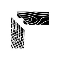 Corner wood joint using biscuit black hand drawn icon in halftone texture style vector