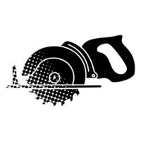 electric circular saw black hand drawn icon in halftone texture vector