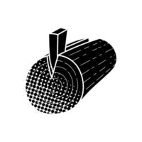 Wood timber log splitting wedge black hand drawn icon in halftone texture style vector