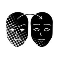 deep fake icon face swap black hand drawn icon in halftone texture vector