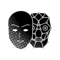 deep fake icon face swap black hand drawn icon in halftone texture realistic vector