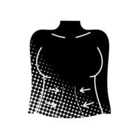 Women beauty face plastic surgery abs adjustment procedure body contouring black hand drawn icon in halftone texture style vector