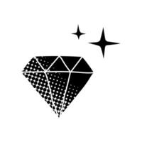 Diamond black hand drawn icon in halftone texture style vector