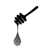 honey black hand drawn icon in halftone texture in jar vector