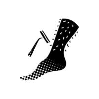 leg hair shaving black hand drawn icon in halftone texture vector