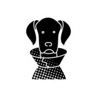 sick dog black hand drawn icon in halftone texture vector