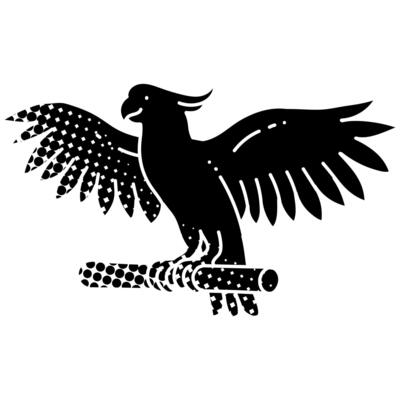 Cockatoo bird animal pet black hand drawn icon in halftone texture style