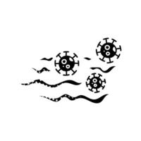 wind carried viruses black hand drawn icon in halftone texture with mask vector