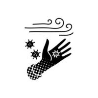 wind carried viruses black hand drawn icon in halftone texture vector