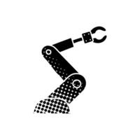 robotic arm black hand drawn icon in halftone texture vector
