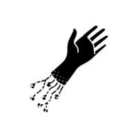robotic arm prosthetic black hand drawn icon in halftone texture vector