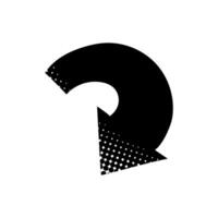 colorful arrow decal pointing down black hand drawn icon in halftone texture vector