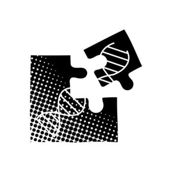 artificially modified dna strains with tools black hand drawn icon in halftone texture vector