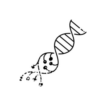 artificially modified dna strains in lab black hand drawn icon in halftone texture vector