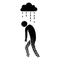 mental health icon depression black hand drawn icon in halftone texture vector