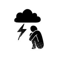 mental health icon depression black hand drawn icon in halftone texture with weights vector