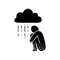 mental health icon depression black hand drawn icon in halftone texture with dark figure vector