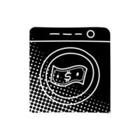 money laundry black hand drawn icon in halftone texture vector