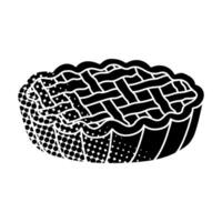 pie black hand drawn icon in halftone texture vector
