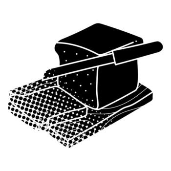 bread slicing black hand drawn icon in halftone texture machine vector