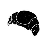 croissant bread black hand drawn icon in halftone texture with butter vector