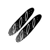 Baguette bread black hand drawn icon in halftone texture style vector