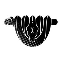 Green tree python black hand drawn icon in halftone texture style vector