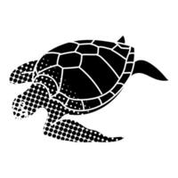 sea turtle black hand drawn icon in halftone texture vector
