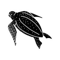 Leatherback sea turtle black hand drawn icon in halftone texture style vector