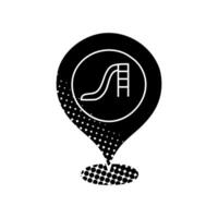 black hand drawn icon in halftone texture style pin map park vector