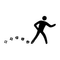black hand drawn icon in halftone texture style map walking route icon vector