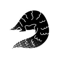black hand drawn icon in halftone texture style pangolin vector