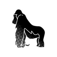 black hand drawn icon in halftone texture style gorilla vector