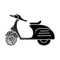 vintage scooter black hand drawn icon in halftone texture vector