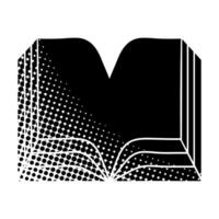 Book black hand drawn icon in halftone texture style vector