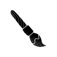 Painting brush black hand drawn icon in halftone texture style vector