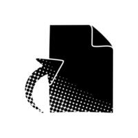 Upload document black hand drawn icon in halftone texture style vector