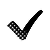 Check mark black hand drawn icon in halftone texture style vector