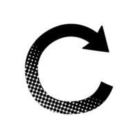 Clockwise rotating arrow black hand drawn icon in halftone texture style vector