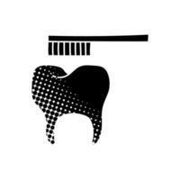 Toothbrush with tooth black hand drawn icon in halftone texture style vector
