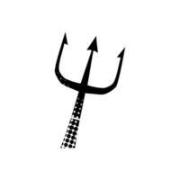 Poseidon trident black hand drawn icon in halftone texture style vector