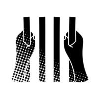 Jail bars black hand drawn icon in halftone texture style vector