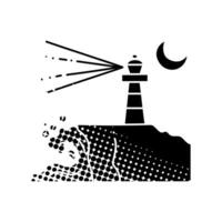 Lighthouse black hand drawn icon in halftone texture style vector